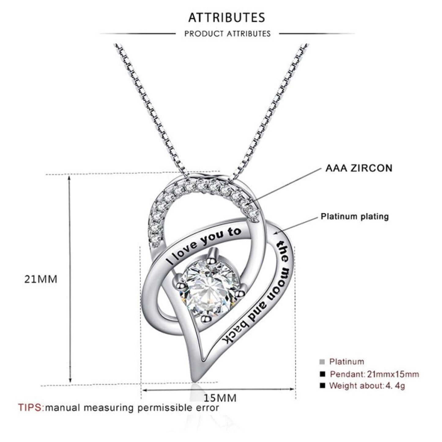 Christmas Gift for Mom I Love You To The Moon And Back Engraved Necklace