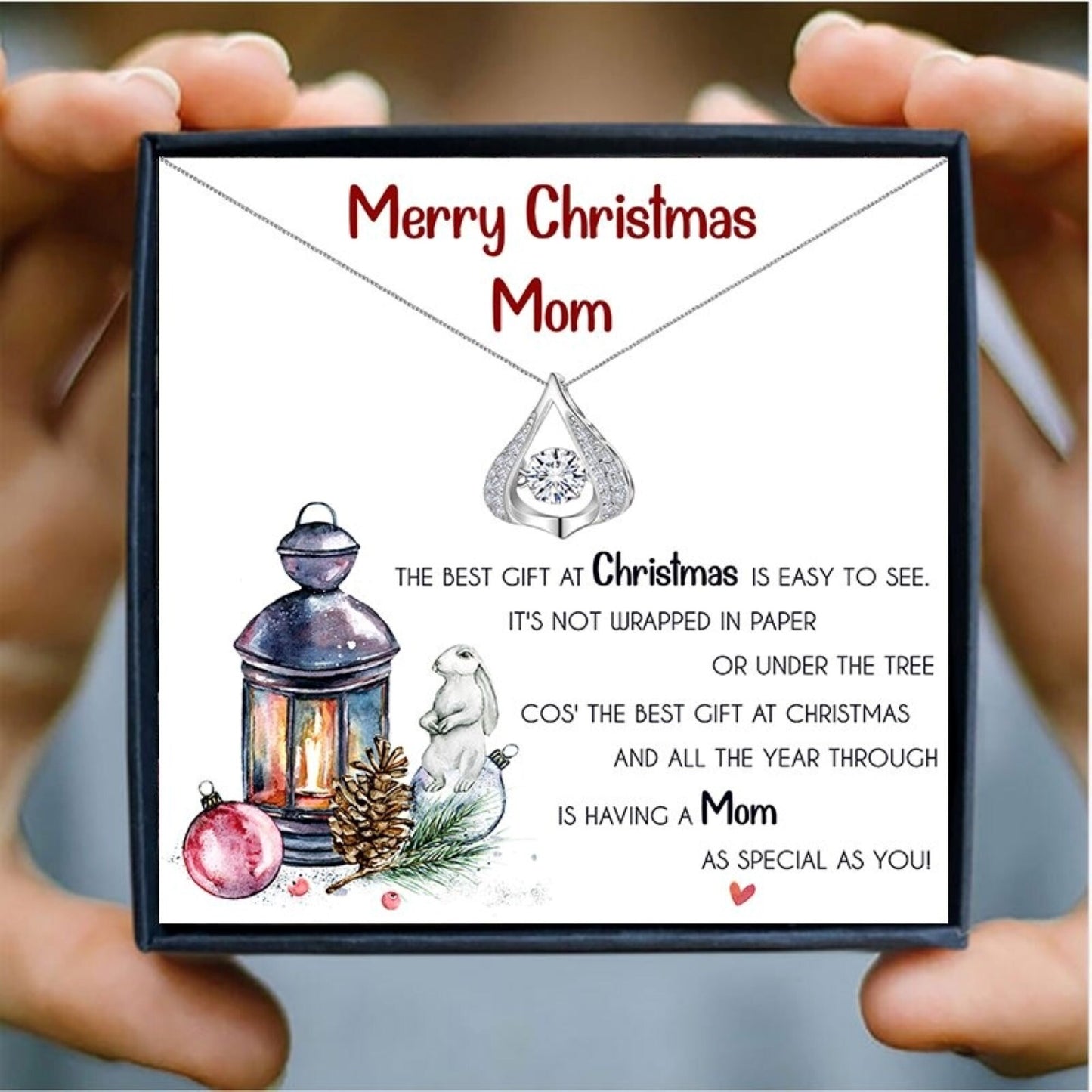 Christmas Gift for Mom Silver Necklace