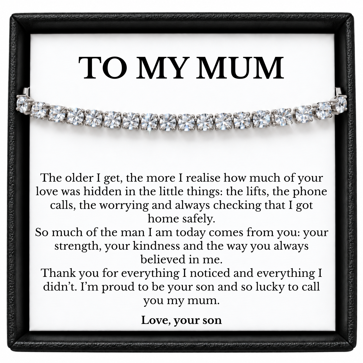 Mum Bracelet Gift from Son with Heartfelt Message Card
