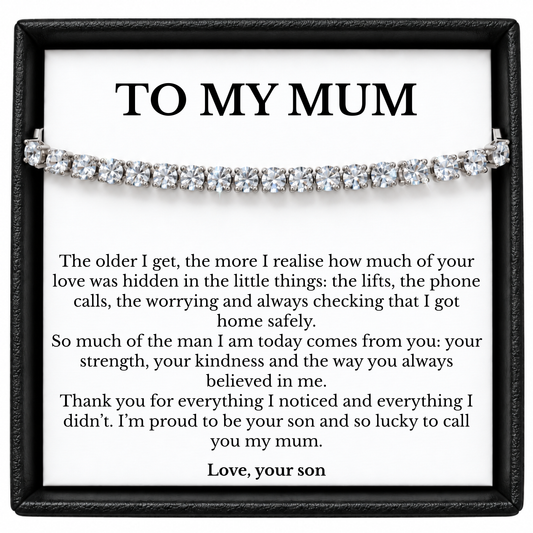 Mum Bracelet Gift from Son with Heartfelt Message Card