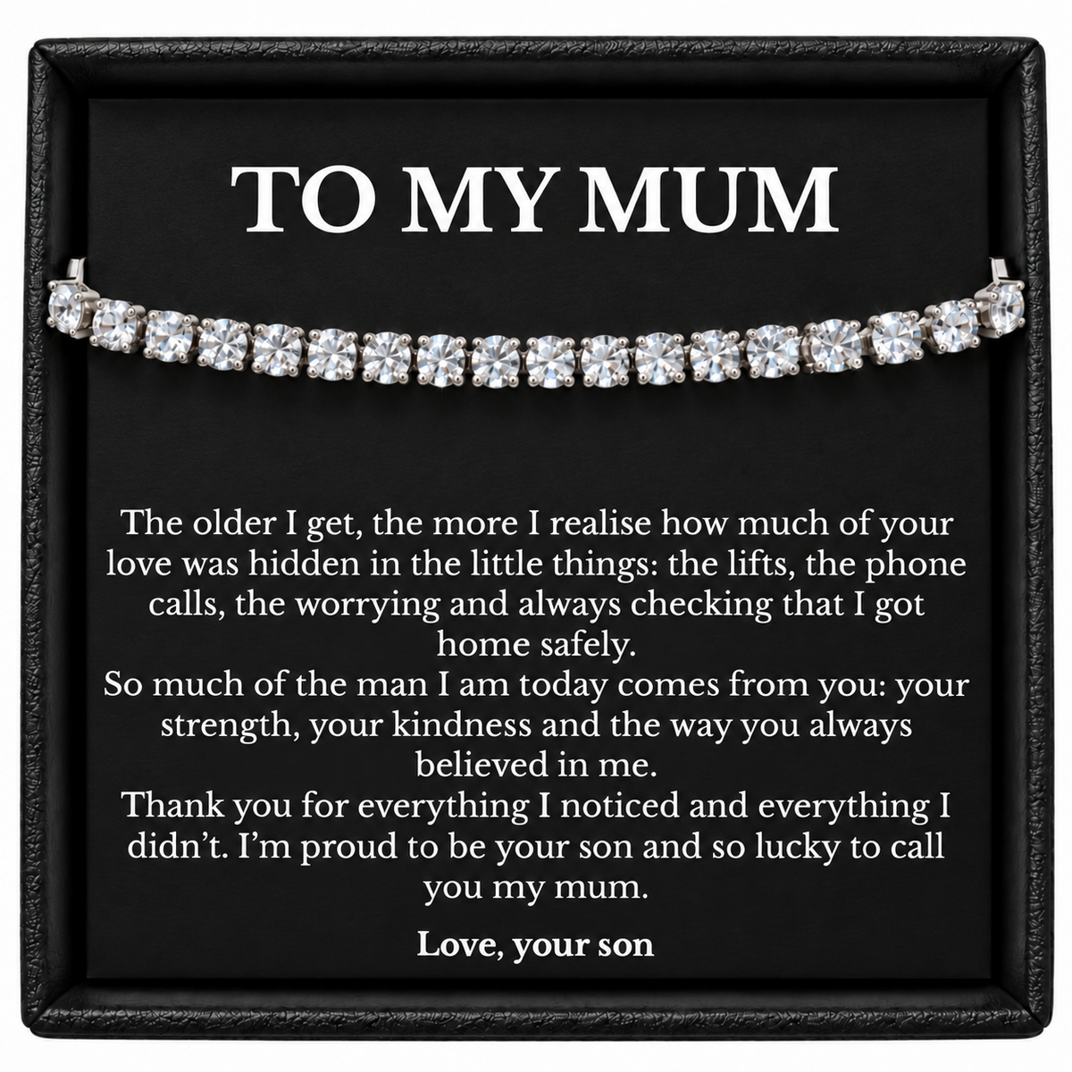 Mum Bracelet from Son with Message Card and Gift Box