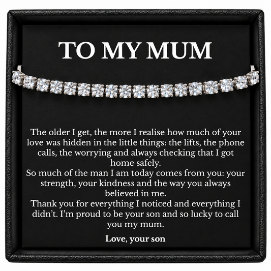 Mum Bracelet from Son with Message Card and Gift Box