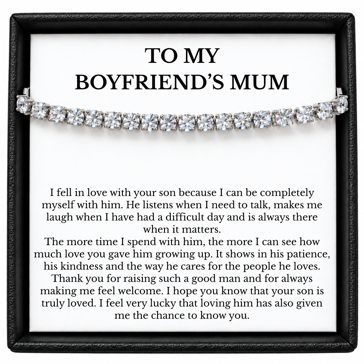 Boyfriend's Mum Tennis Bracelet Gift with Message Card