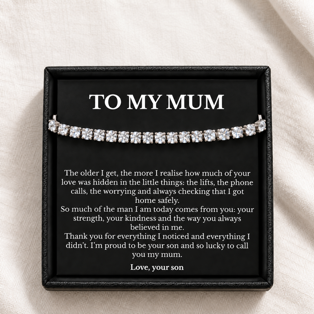 Mum Bracelet from Son with Message Card and Gift Box