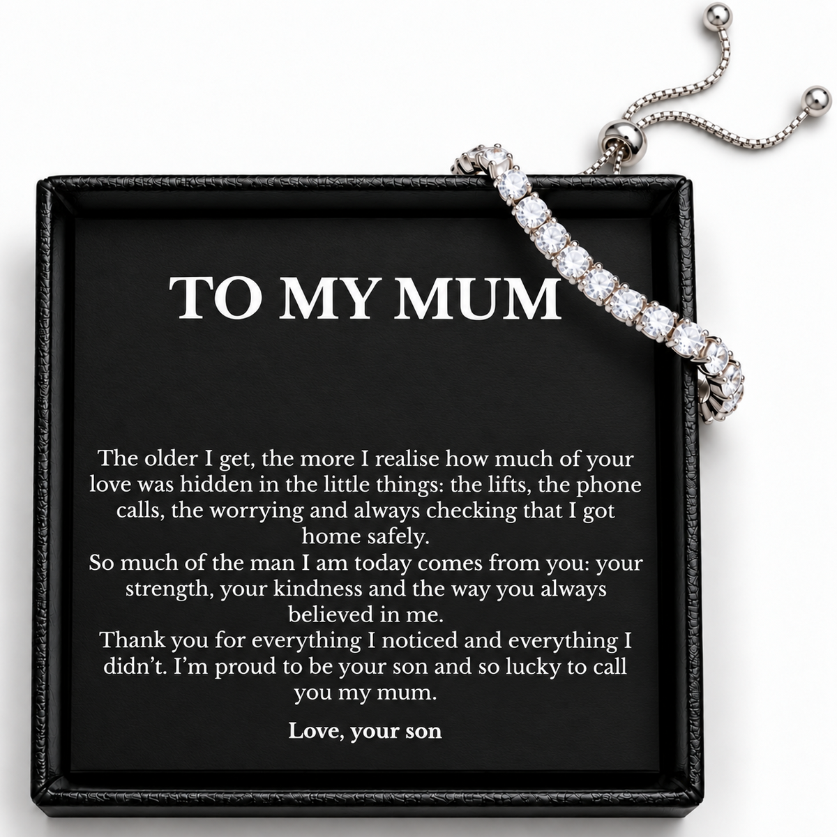 Mum Bracelet from Son with Message Card and Gift Box