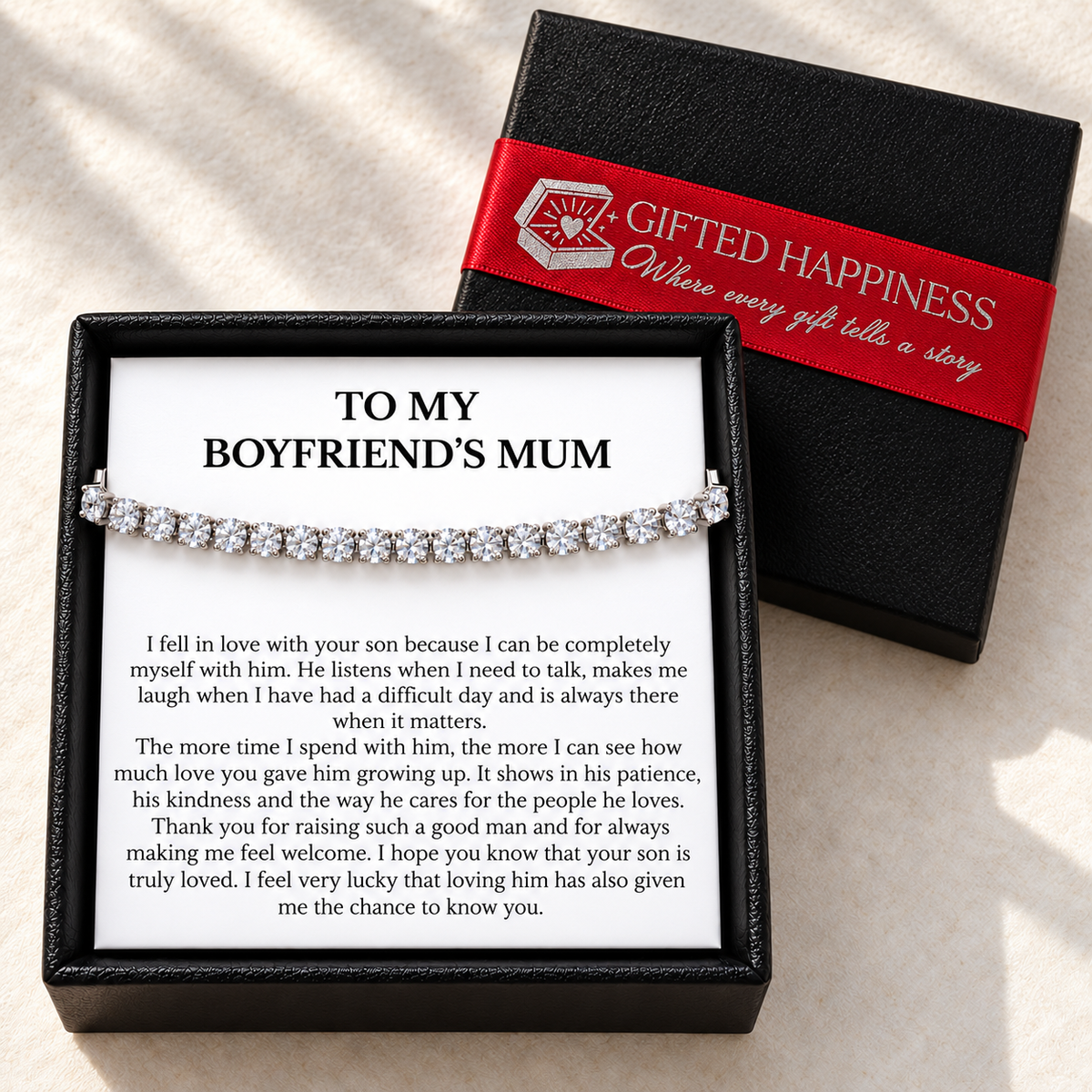 Boyfriend's Mum Tennis Bracelet Gift with Message Card