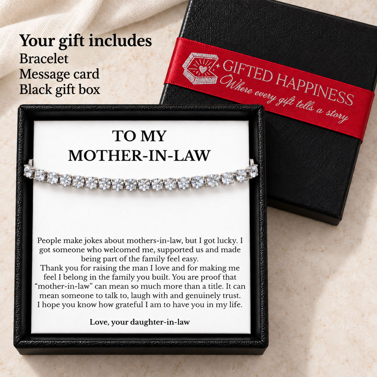 Mother-in-Law Tennis Bracelet Gift from Daughter-in-Law