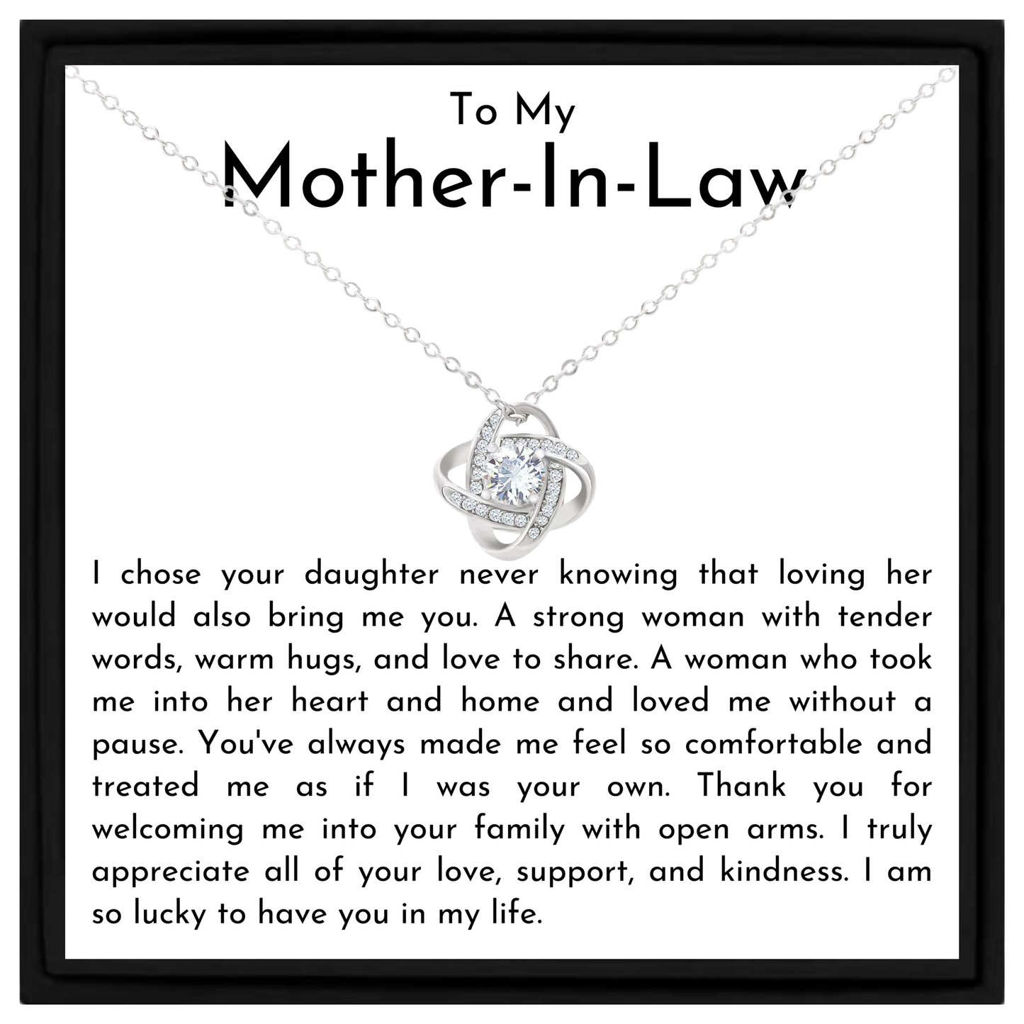 Mother in Law Necklace Gift from Son in Law with Message Card and Gift Box