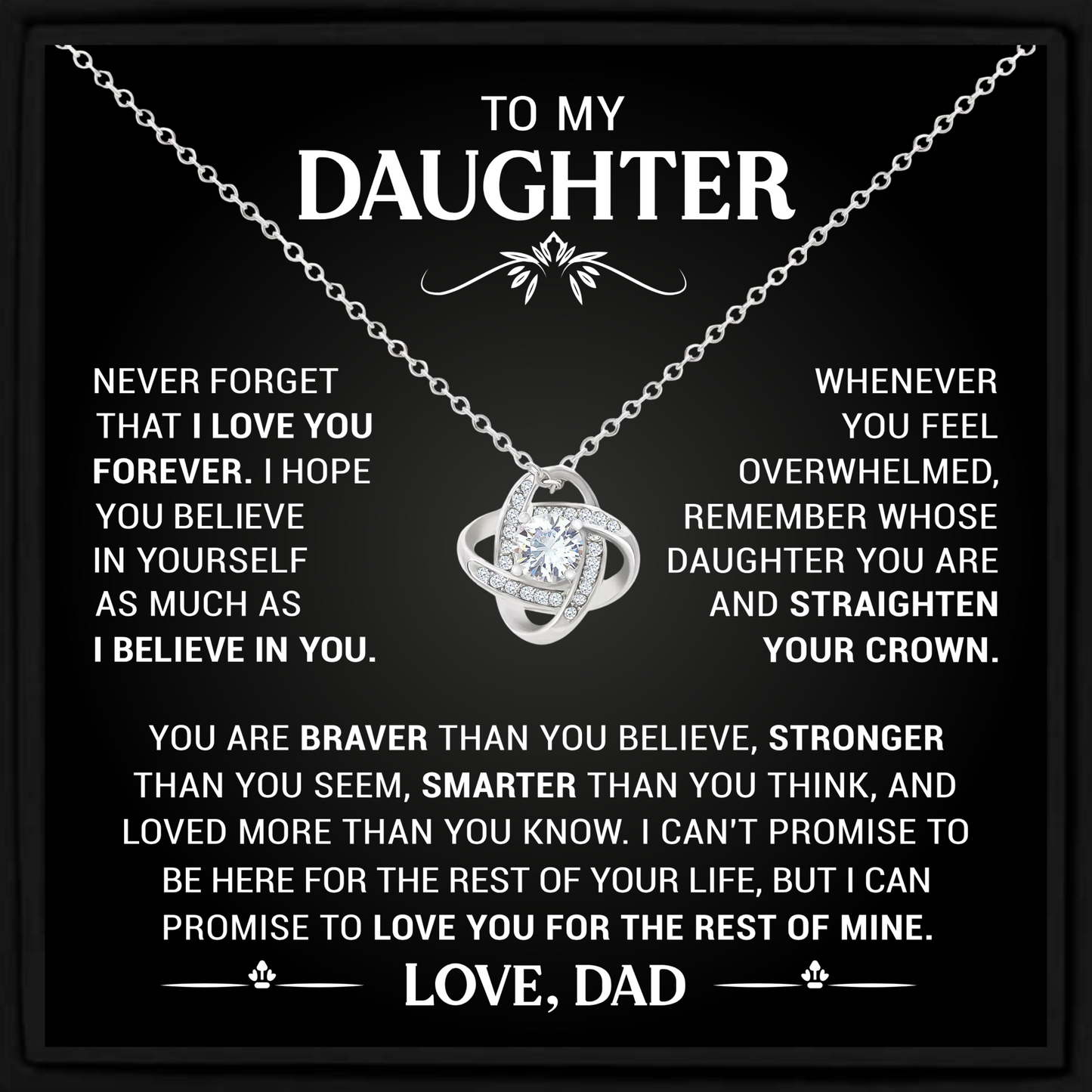 Daughter Gift from Dad – Sentimental Necklace with Message Card for Birthday or Christmas