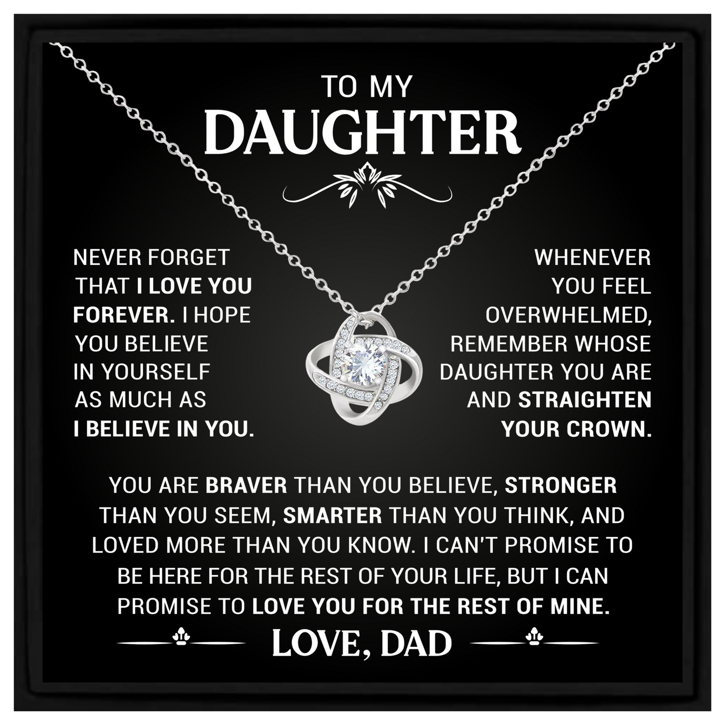 Daughter Gift from Dad – Sentimental Necklace with Message Card for Birthday or Christmas