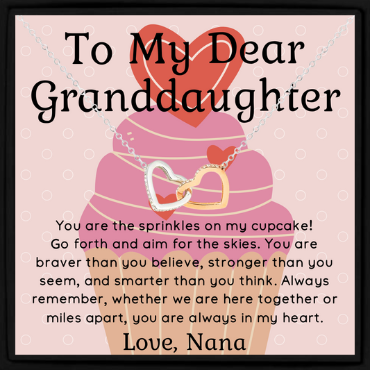 Granddaughter Necklace Gift from Nana – Interlocking Hearts Pendant with Message Card