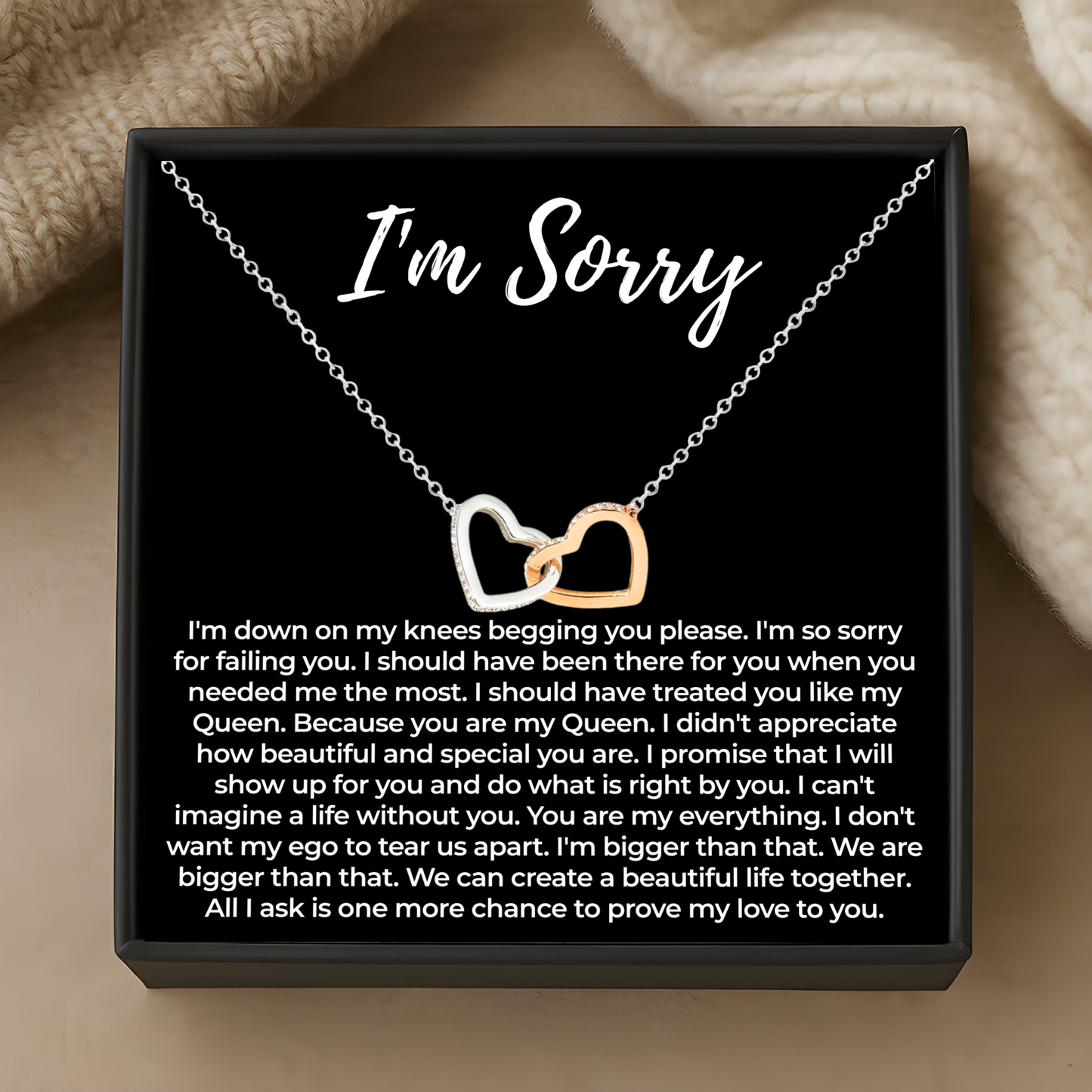 I'm Sorry Gift Necklace for Her Apology Jewellery for Girlfriend or Wife