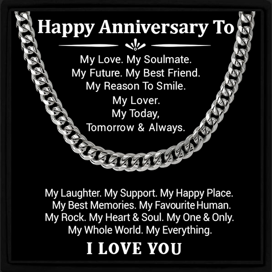 Happy Anniversary Cuban Chain Necklace For Men