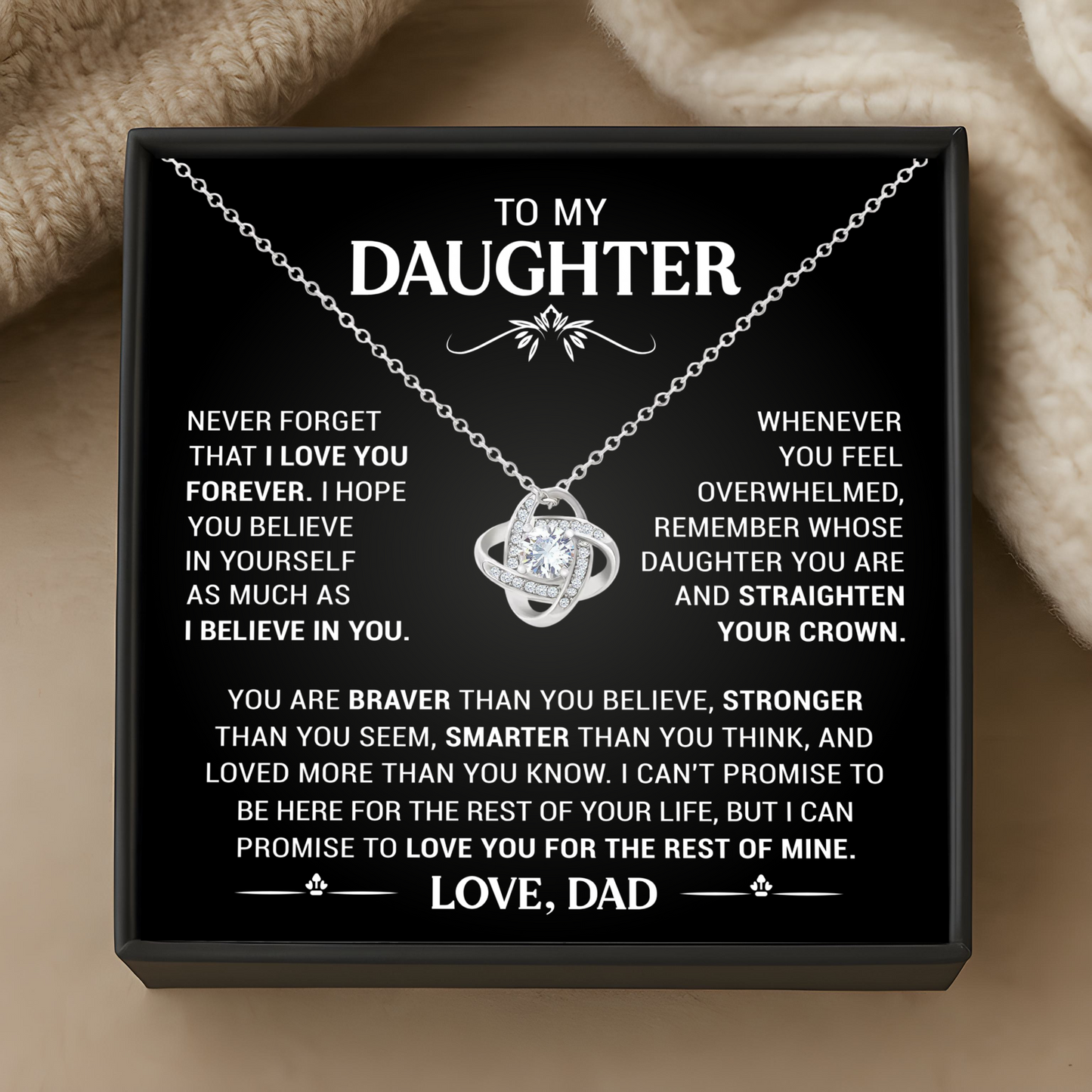 Daughter Gift from Dad – Sentimental Necklace with Message Card for Birthday or Christmas