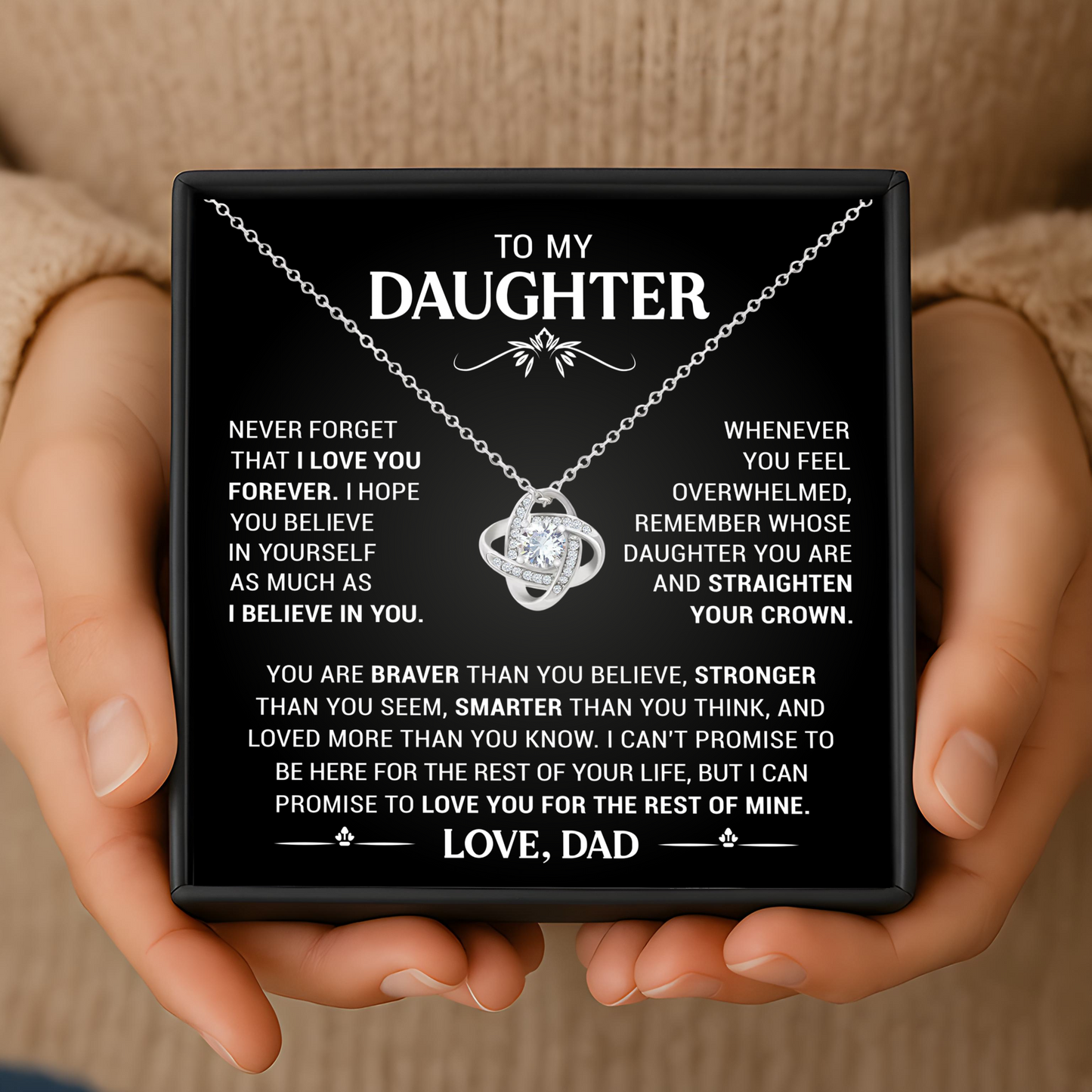 Daughter Gift from Dad – Sentimental Necklace with Message Card for Birthday or Christmas