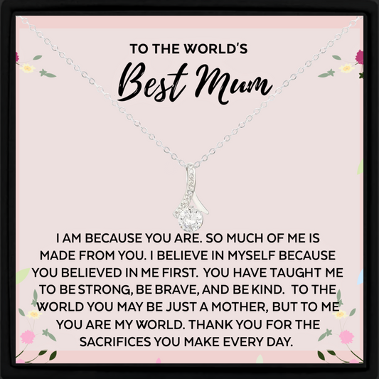 World's Best Mum Necklace With Message Card from Daughter or Son