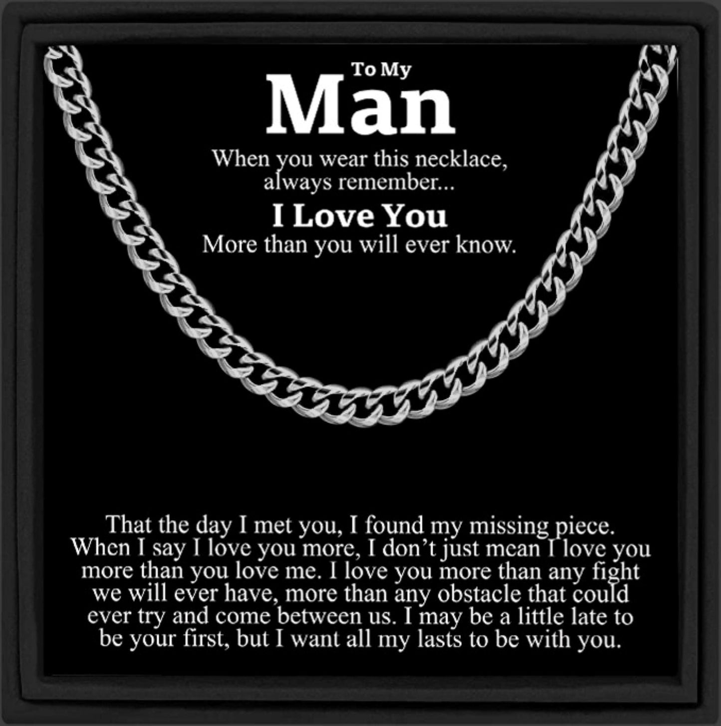 Necklace Gift for My Man Cuban Chain Necklace Gift
