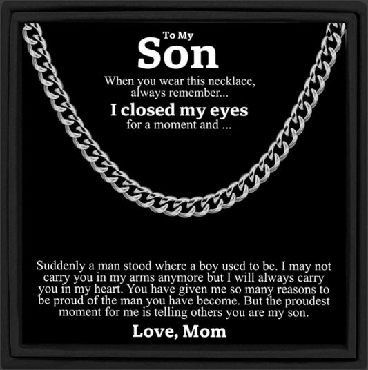 Necklace Gift for My Son From Mom Cuban Chain Necklace